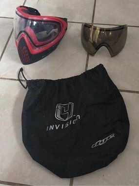 Dye red & black Paintball Goggles/eyewear Mask with Spare Lens and black bag
